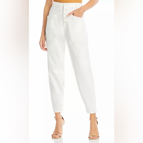 pistola Pants - PISTOLA Tammy High Rise Cotton Trouser pants  Button Fly-Alabaster White -Sz 27